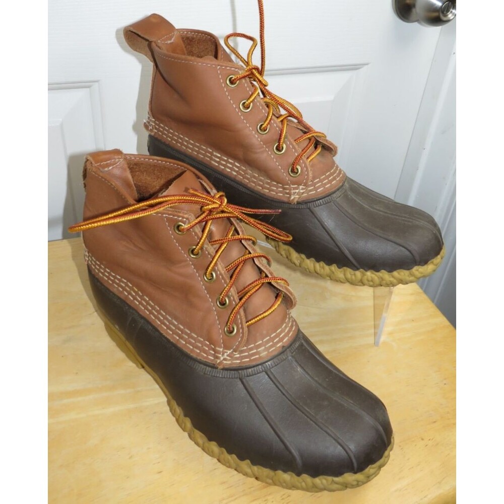 L.L. Bean Women's Ankle Duck Boots 'Bean Boots' Leather Lace Up Unlined Size 9M